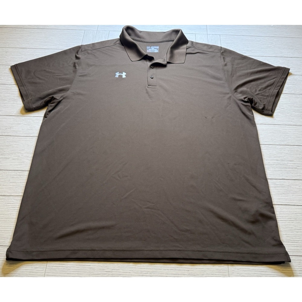 Under Armour Heat Gear Loose Brown Golf Polo Shirt‎ Men's Size 4XL Poly Blend
